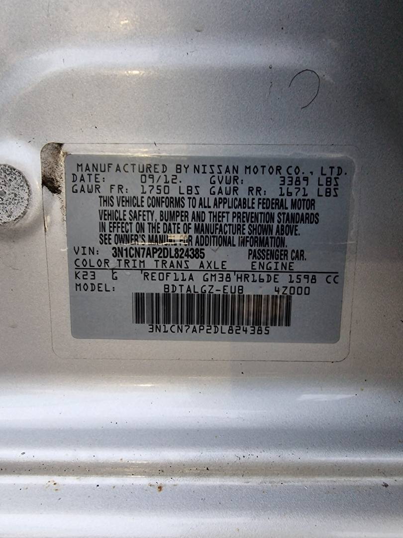 2013 NISSAN VERSA — 149444 Miles — Lot DL824385 — Ind. 12 - Marhaba Auctions Used Cars - Image 9
