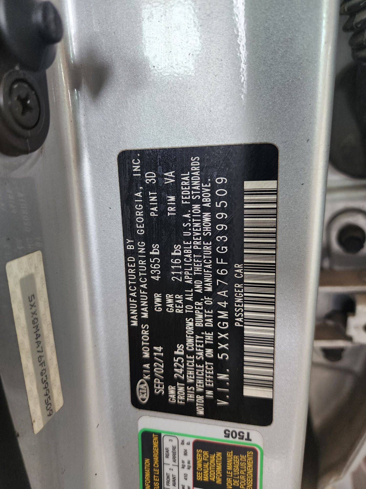2015 KIA OPTIMA — 106832 Miles — Lot A76FG399509 — Souq - Marhaba Auctions Used Cars - Image 9