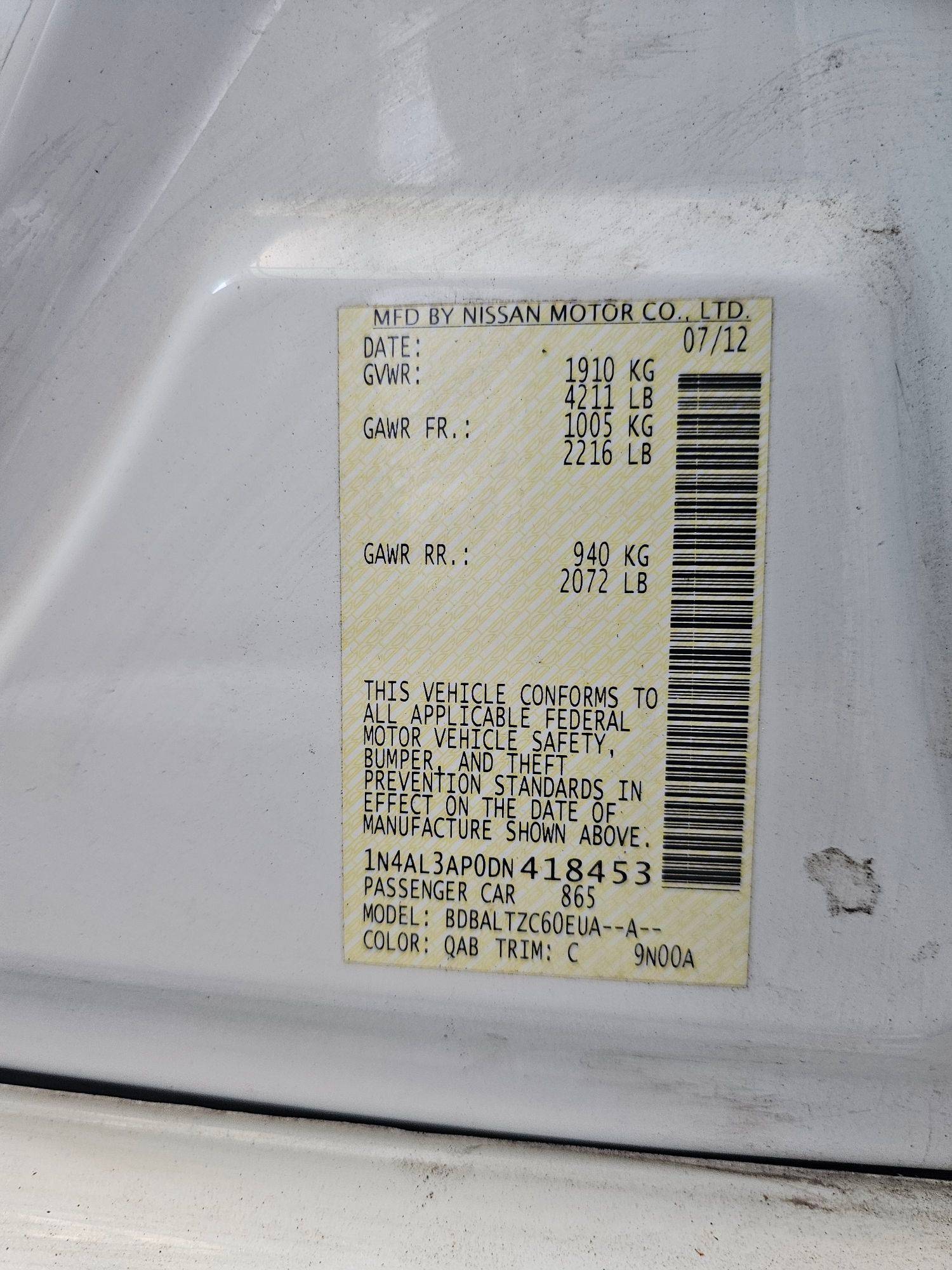 NISSAN ALTIMA 2013 - Marhaba Auction Used Cars - Image 10