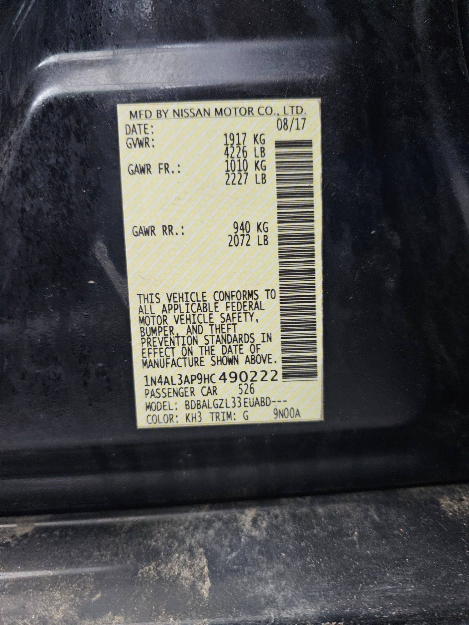 2017 NISSAN ALTIMA — 171469 Miles — Lot HC490222 — Main - Marhaba Auctions Used Cars - Image 16