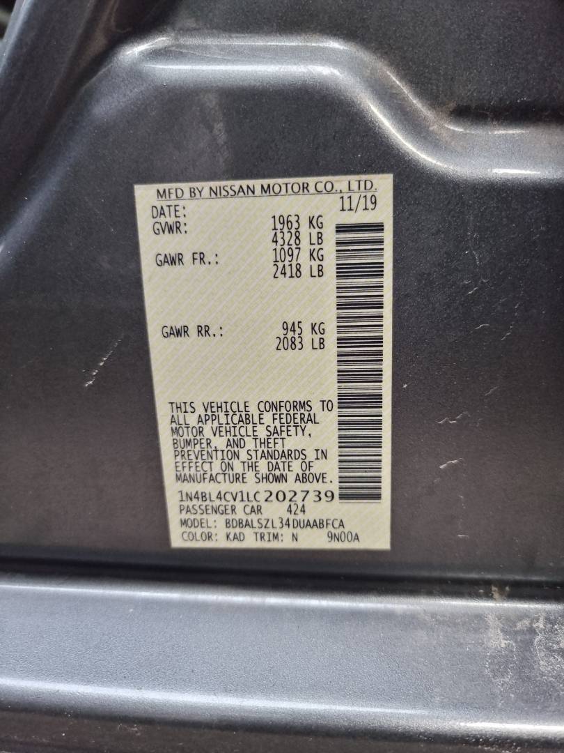 2020 NISSAN ALTIMA — 127985 Miles — Lot C202739 — Ind. 12 - Marhaba Auctions Used Cars - Image 9