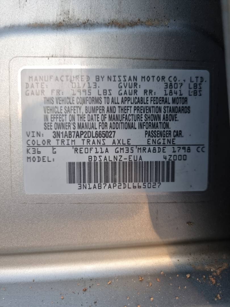 2013 NISSAN SENTRA — 182459 Miles — Lot 125487 — Ind. 12 - Marhaba Auctions Used Cars - Image 9
