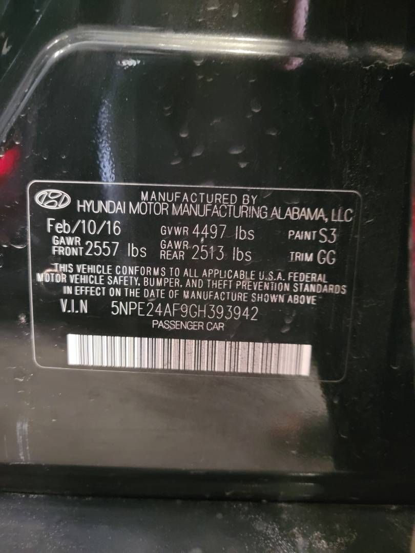 2016 HYUNDAI SONATA — 168688 Miles — Lot 9GH393942 — Main - Marhaba Auctions Used Cars - Image 10
