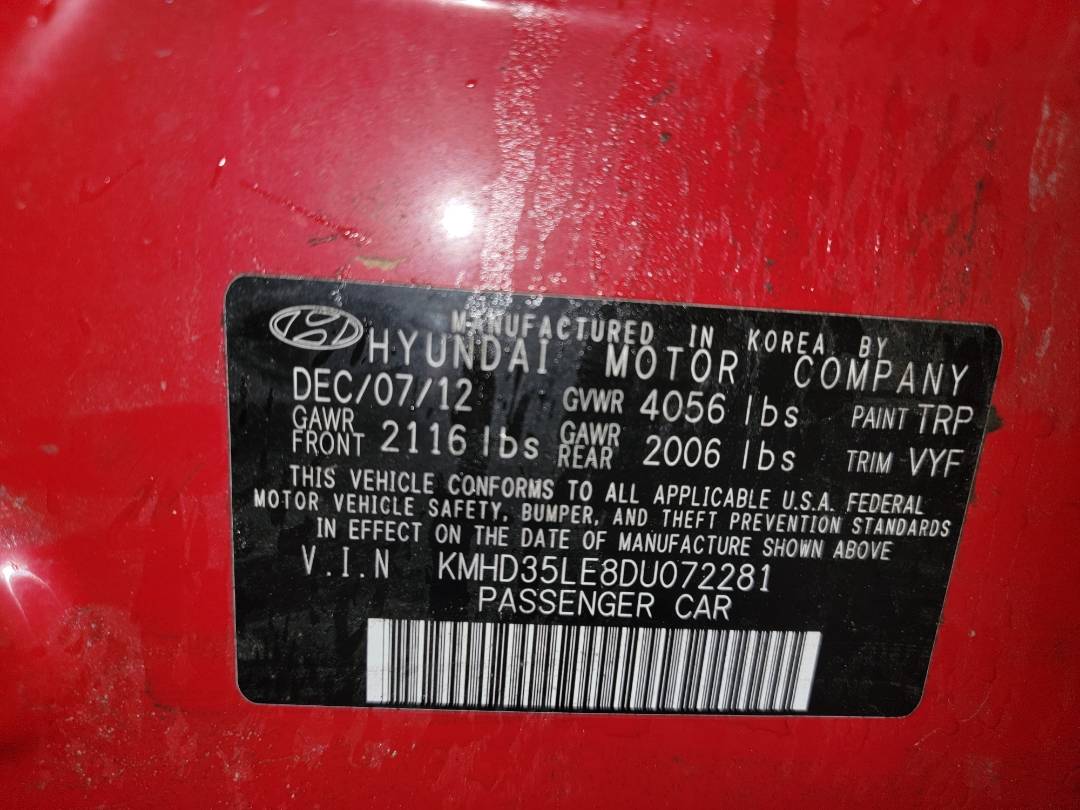 2013 HYUNDAI ELANTRA — 210746 Miles — Lot 38052141 - Marhaba Auctions Used Cars - Image 10