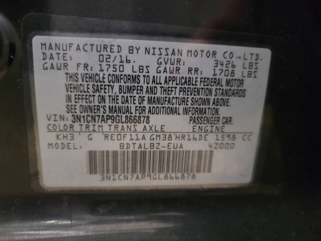 2016 NISSAN VERSA — 102545 Miles — Lot 38237877 - Marhaba Auctions Used Cars - Image 8