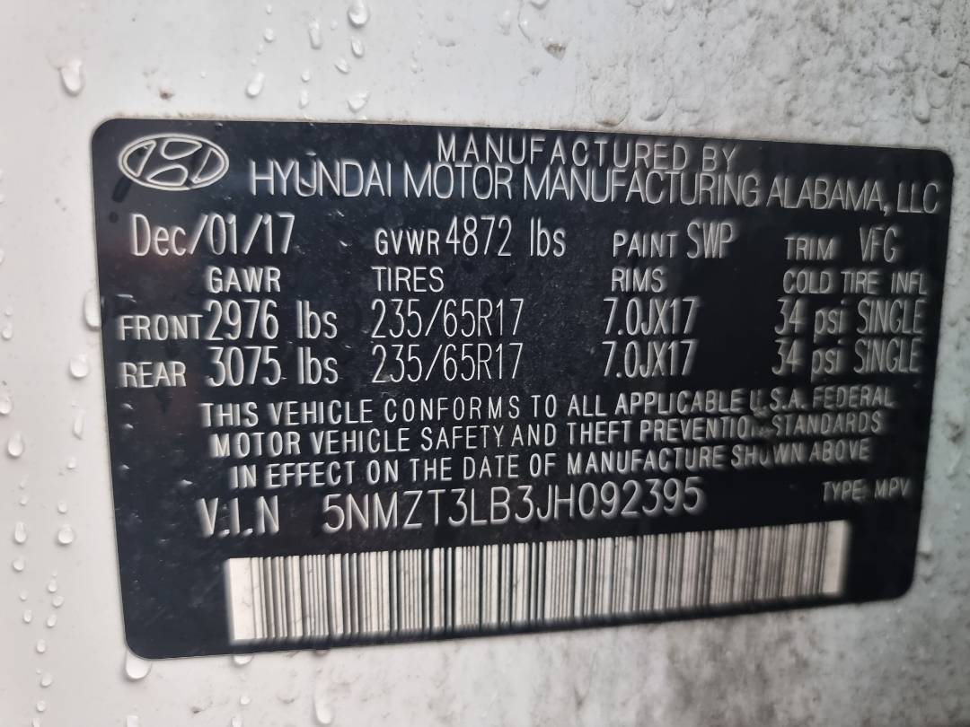 2018 HYUNDAI SANTA FE SPORT — 139313 Miles — Lot 092395 — Ind. 12 - Marhaba Auctions Used Cars - Image 10