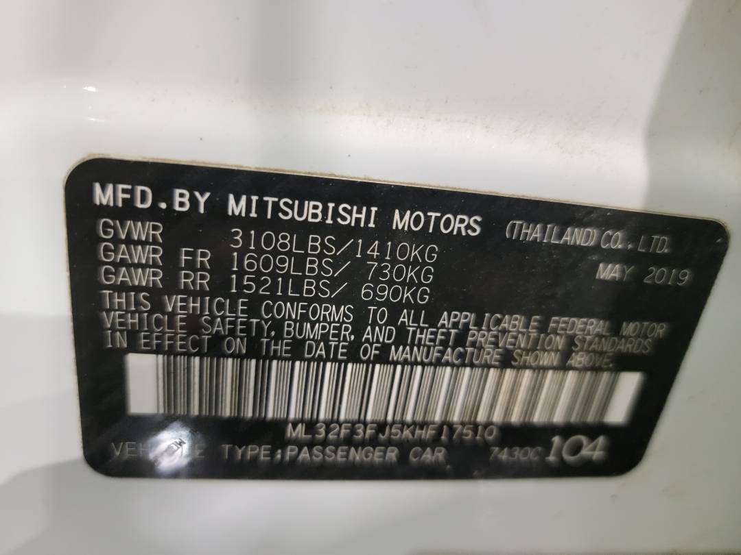 2019 MITSUBISHI MIRAGE — 48578 Miles — Lot 37777601 - Marhaba Auctions Used Cars - Image 9