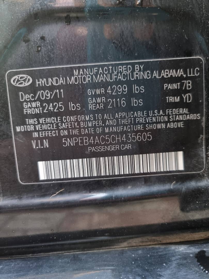 2012 HYUNDAI SONATA — 180891 Miles — Lot 215487 — Ind. 12 - Marhaba Auctions Used Cars - Image 9