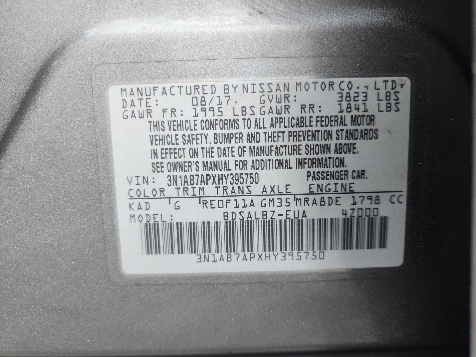 2017 NISSAN SENTRA — 162754 Miles — Lot 336881 — Al Quoz - Marhaba Auctions Used Cars - Image 9