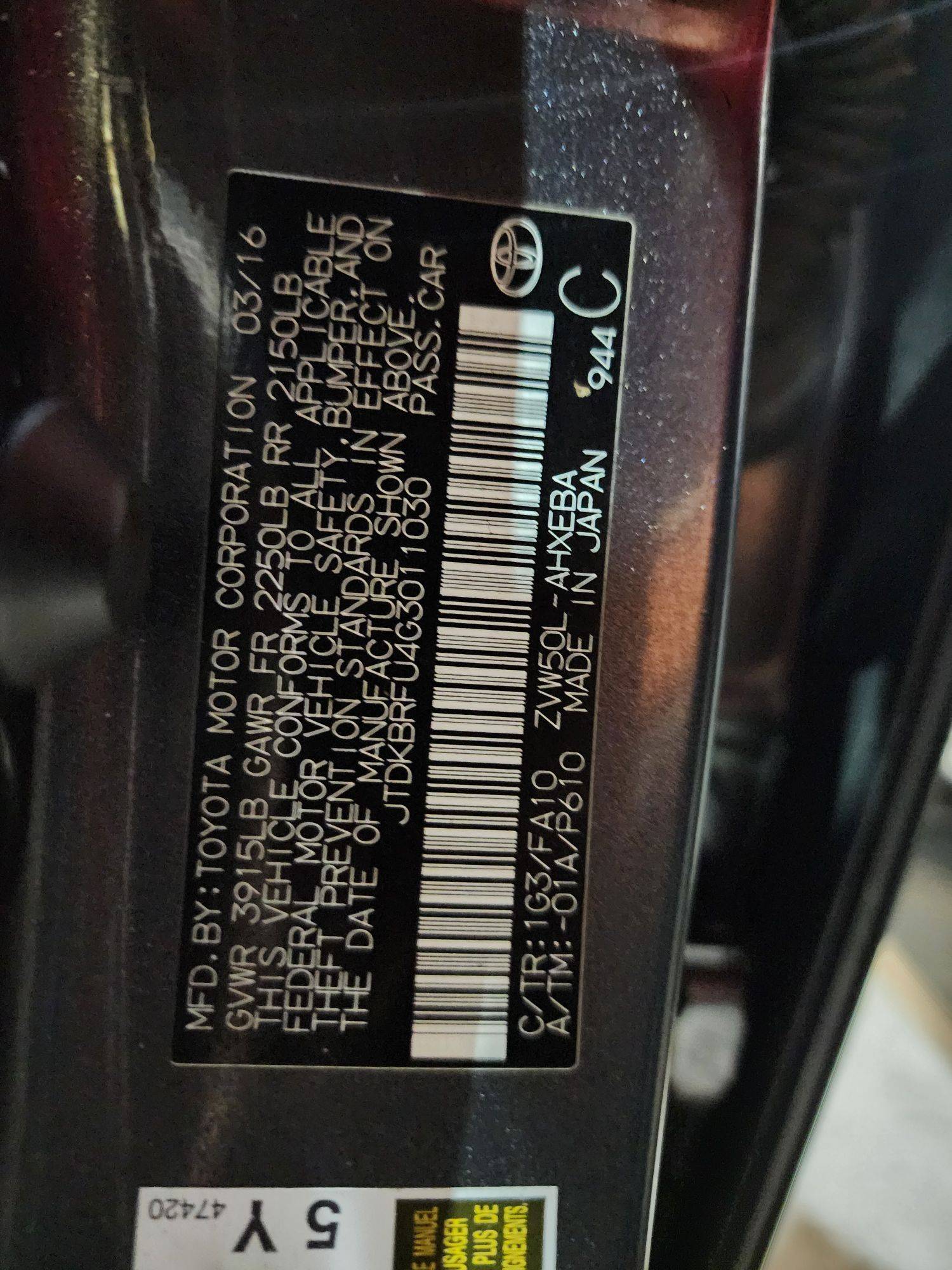 TOYOTA PRIUS 2016 - Marhaba Auction Used Cars - Image 10