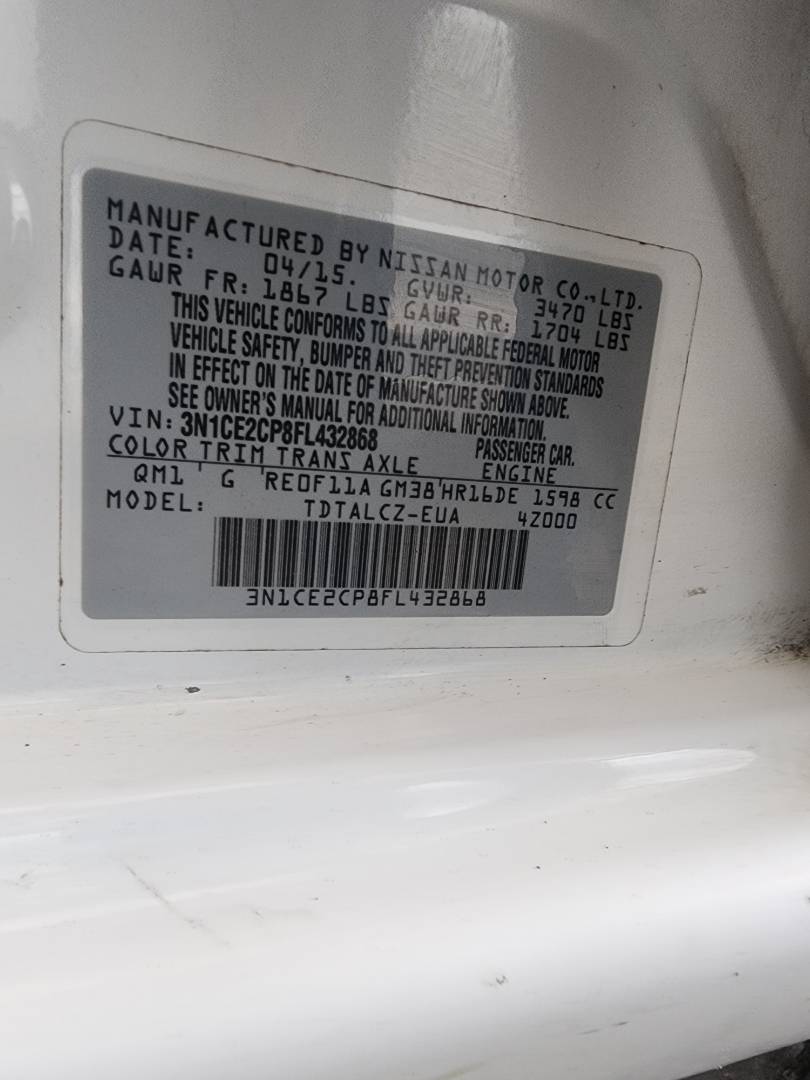 2015 NISSAN VERSA NOTE — 164920 Miles — Lot 75934853 - Marhaba Auctions Used Cars - Image 4
