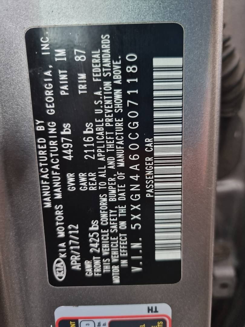 2012 KIA OPTIMA — 208338 Miles — Lot 071180 — Ind. 12 - Marhaba Auctions Used Cars - Image 10