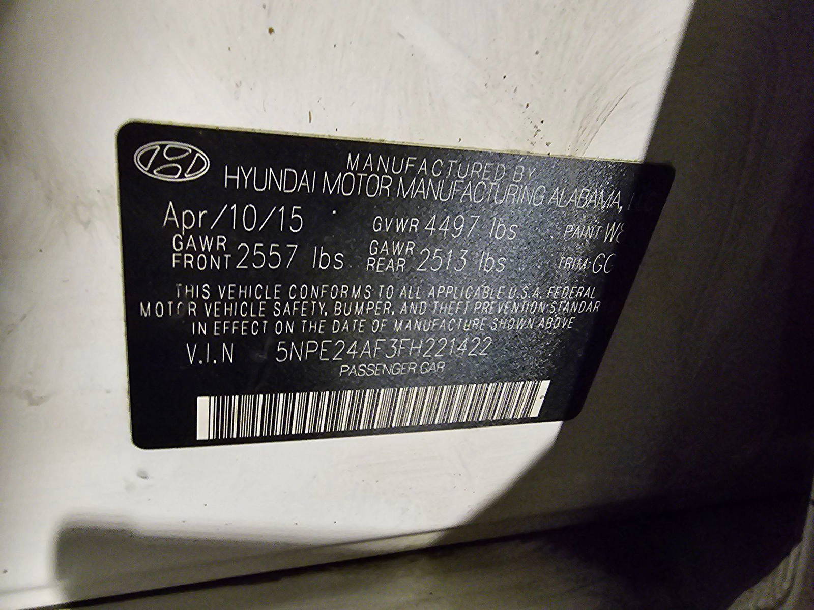 2015 HYUNDAI SONATA — 163080 Miles — Lot H221422 — Main - Marhaba Auctions Used Cars - Image 9