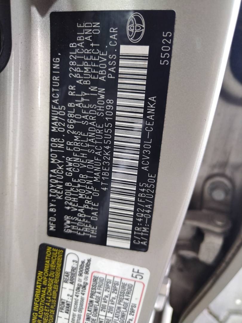 2005 TOYOTA CAMRY — 189619 Miles — Lot 72170693 - Marhaba Auctions Used Cars - Image 3