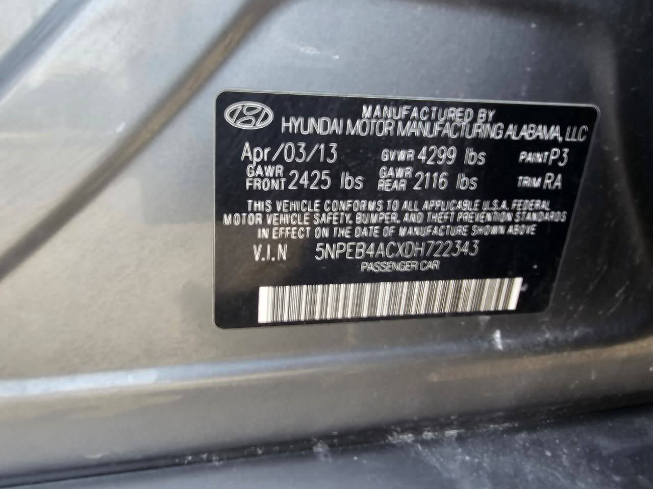 2013 HYUNDAI SONATA — 174182 Miles — Lot H722343 — Souq - Marhaba Auctions Used Cars - Image 11