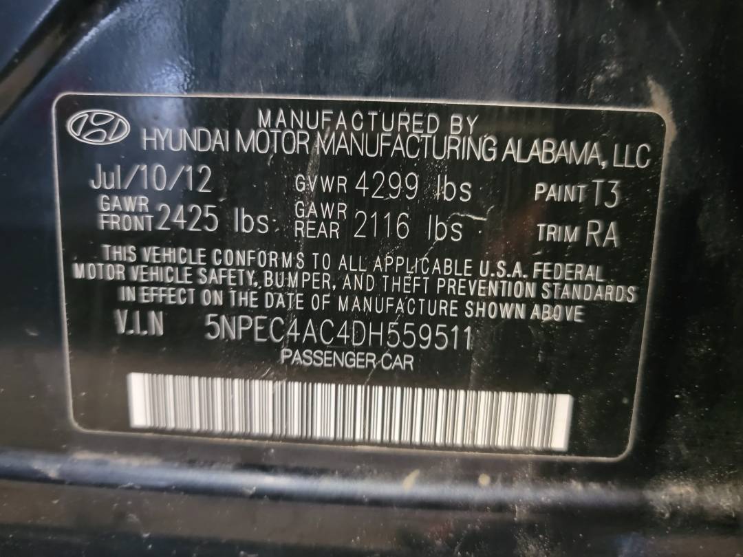 2013 HYUNDAI SONATA — 196199 Miles — Lot DH559511 — Main - Marhaba Auctions Used Cars - Image 9