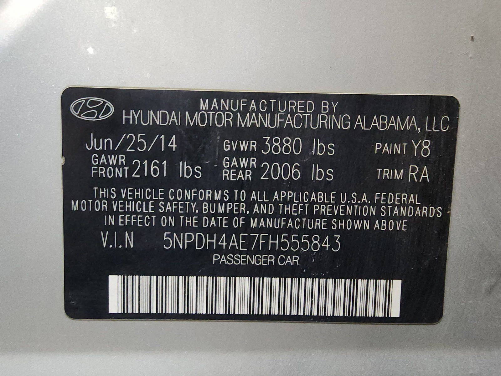 2015 HYUNDAI ELANTRA — 150039 Miles — Lot 125487 — Main - Marhaba Auctions Used Cars - Image 10