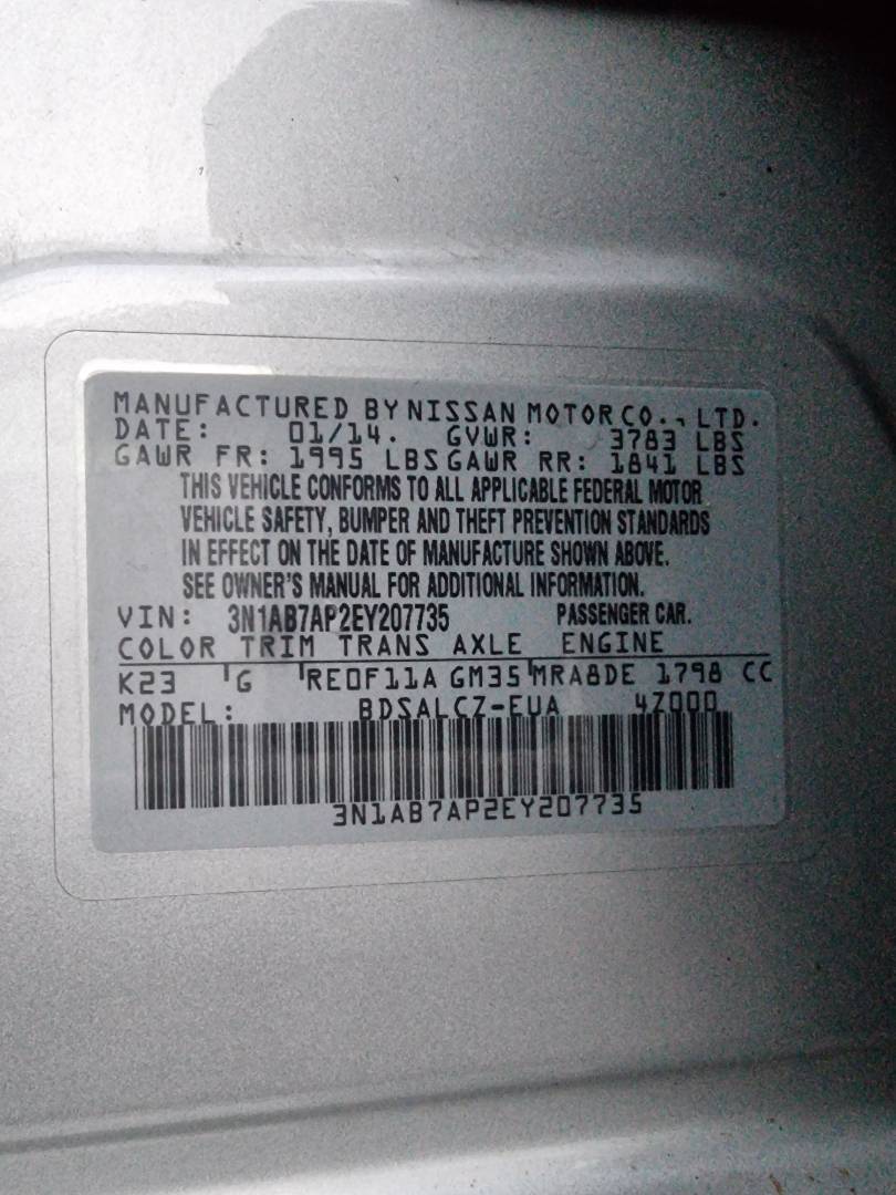 2014 NISSAN SENTRA — 118838 Miles — Lot P2EY207735 — Ind. 12 - Marhaba Auctions Used Cars - Image 9