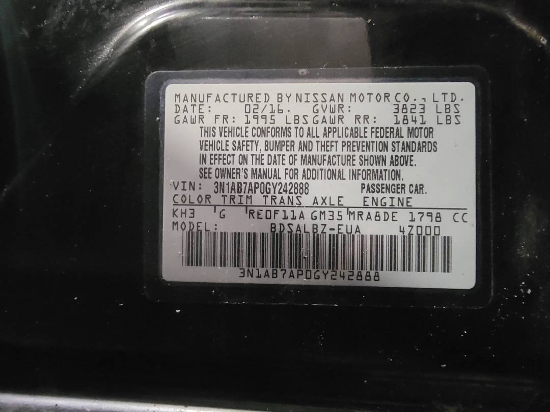 2016 NISSAN SENTRA — 177678 Miles — Lot 324693 — Main - Marhaba Auctions Used Cars - Image 9