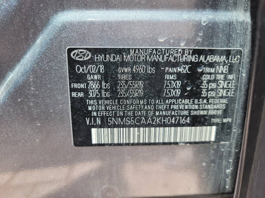 2019 HYUNDAI SANTA FE — 128137 Miles — Lot H047164 — Main - Marhaba Auctions Used Cars - Image 10