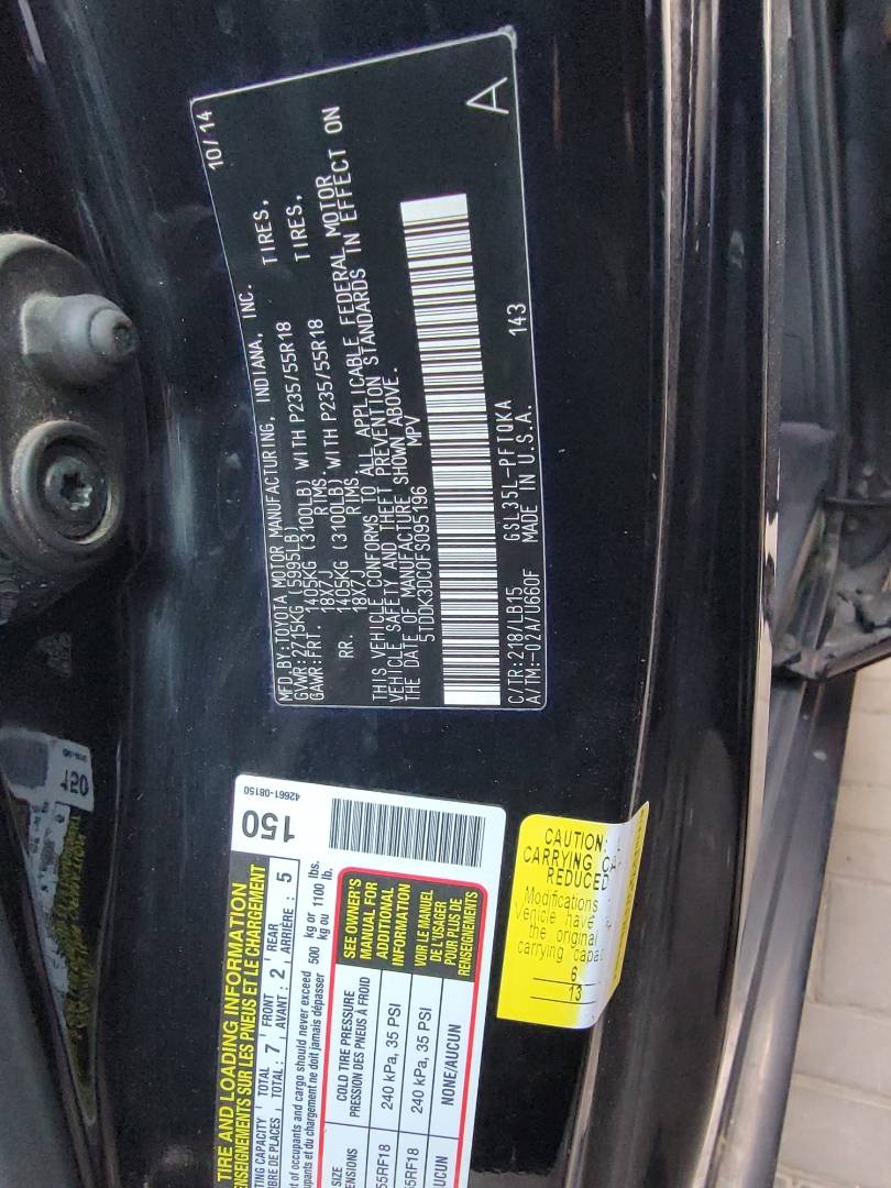 2015 TOYOTA SIENNA — 161186 Miles — Lot FS095196 — Main - Marhaba Auctions Used Cars - Image 8