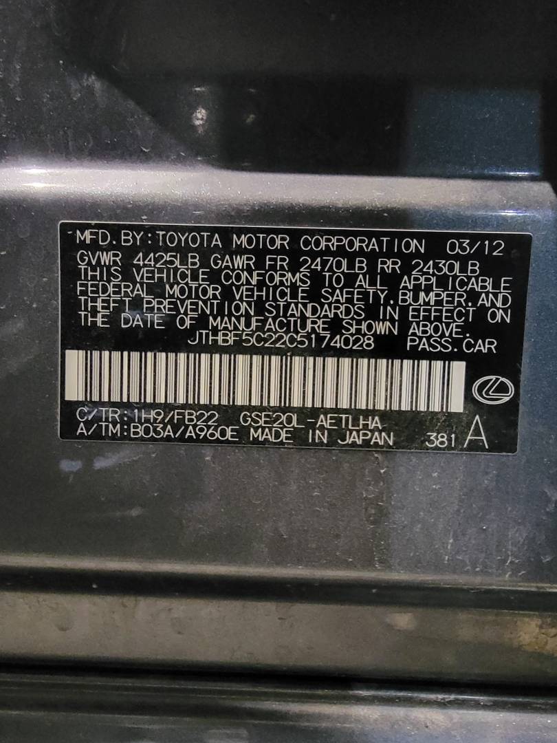 2012 LEXUS IS 250 — 285081 Miles — Lot C5174028 — Main - Marhaba Auctions Used Cars - Image 11