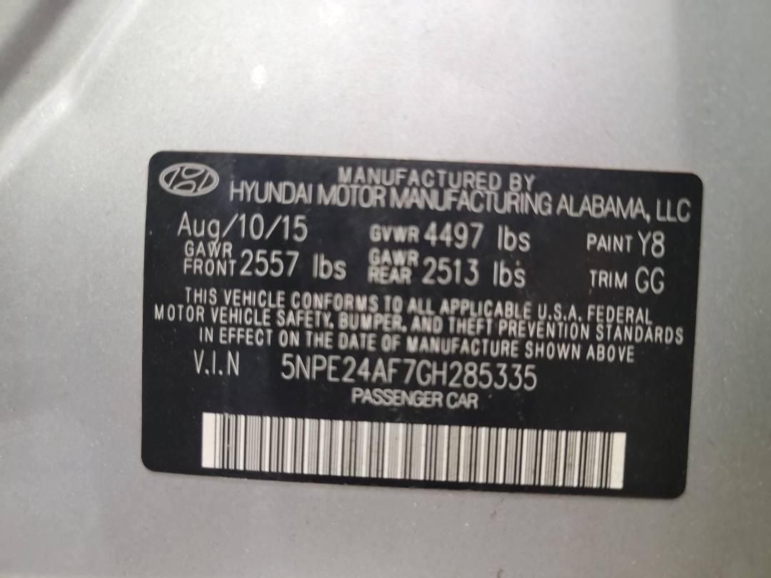 2016 HYUNDAI SONATA — 77406 Miles — Lot GH285335 — Main - Marhaba Auctions Used Cars - Image 9