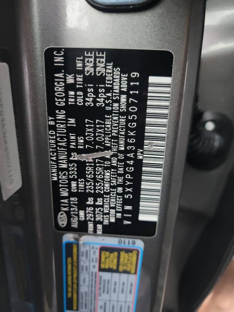 2019 KIA SORENTO — 118946 Miles — Lot KG507119 - Marhaba Auctions Used Cars - Image 9