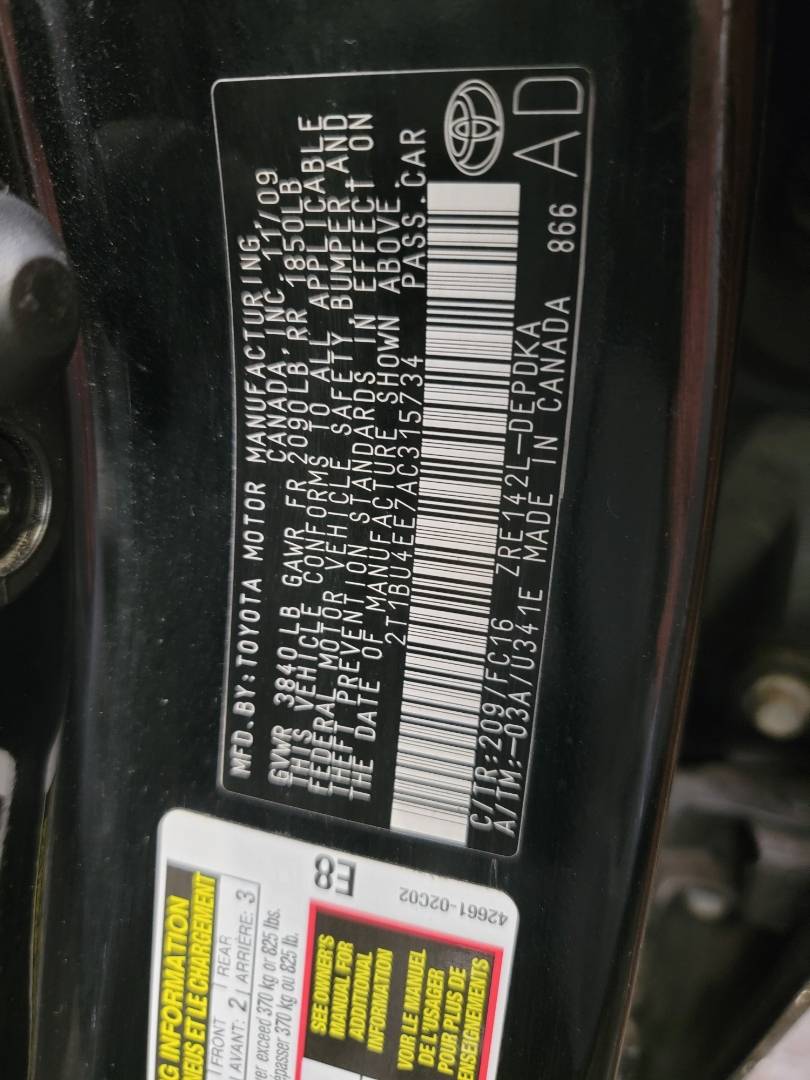 2010 TOYOTA COROLLA — 123831 Miles — Lot C315734 - Marhaba Auctions Used Cars - Image 8