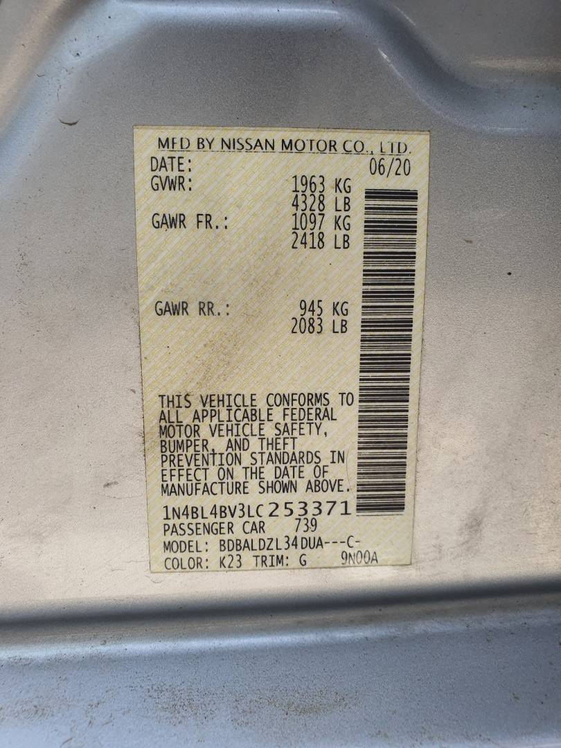 2020 NISSAN ALTIMA — 289036 Miles — Lot C253371 — Main - Marhaba Auctions Used Cars - Image 8