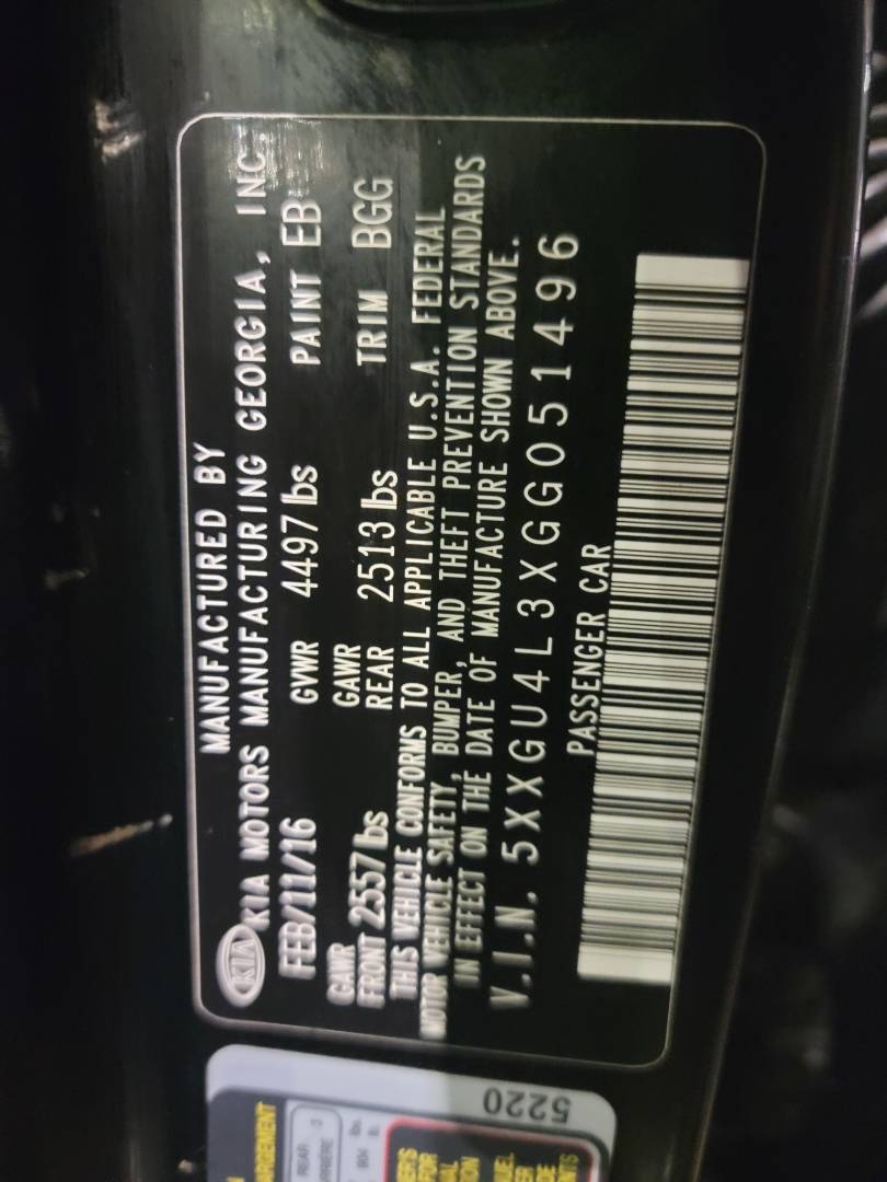 2016 KIA OPTIMA — 174166 Miles — Lot G051496 - Marhaba Auctions Used Cars - Image 8