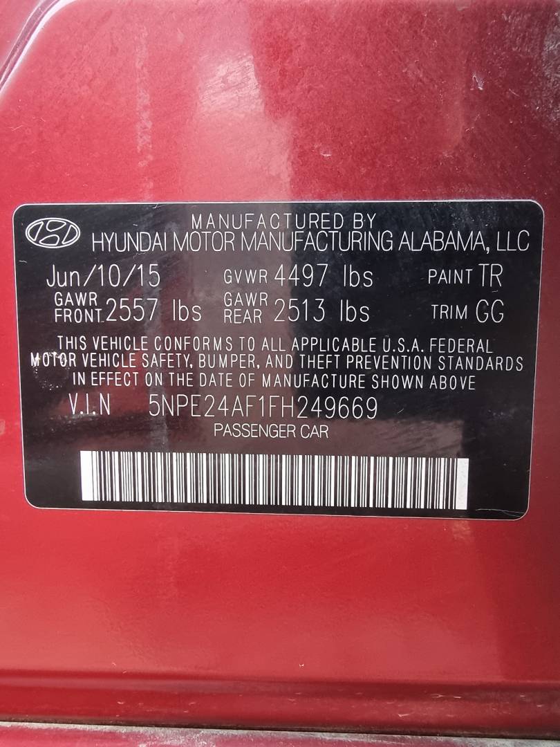 2015 HYUNDAI SONATA — 207988 Miles — Lot 32154 — Ind. 12 - Marhaba Auctions Used Cars - Image 9