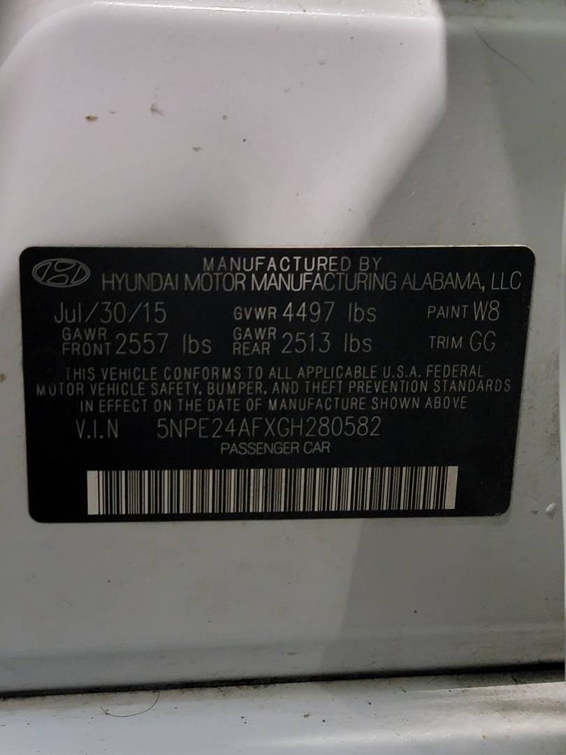 2016 HYUNDAI SONATA — 119481 Miles — Lot GH280582 — Main - Marhaba Auctions Used Cars - Image 10