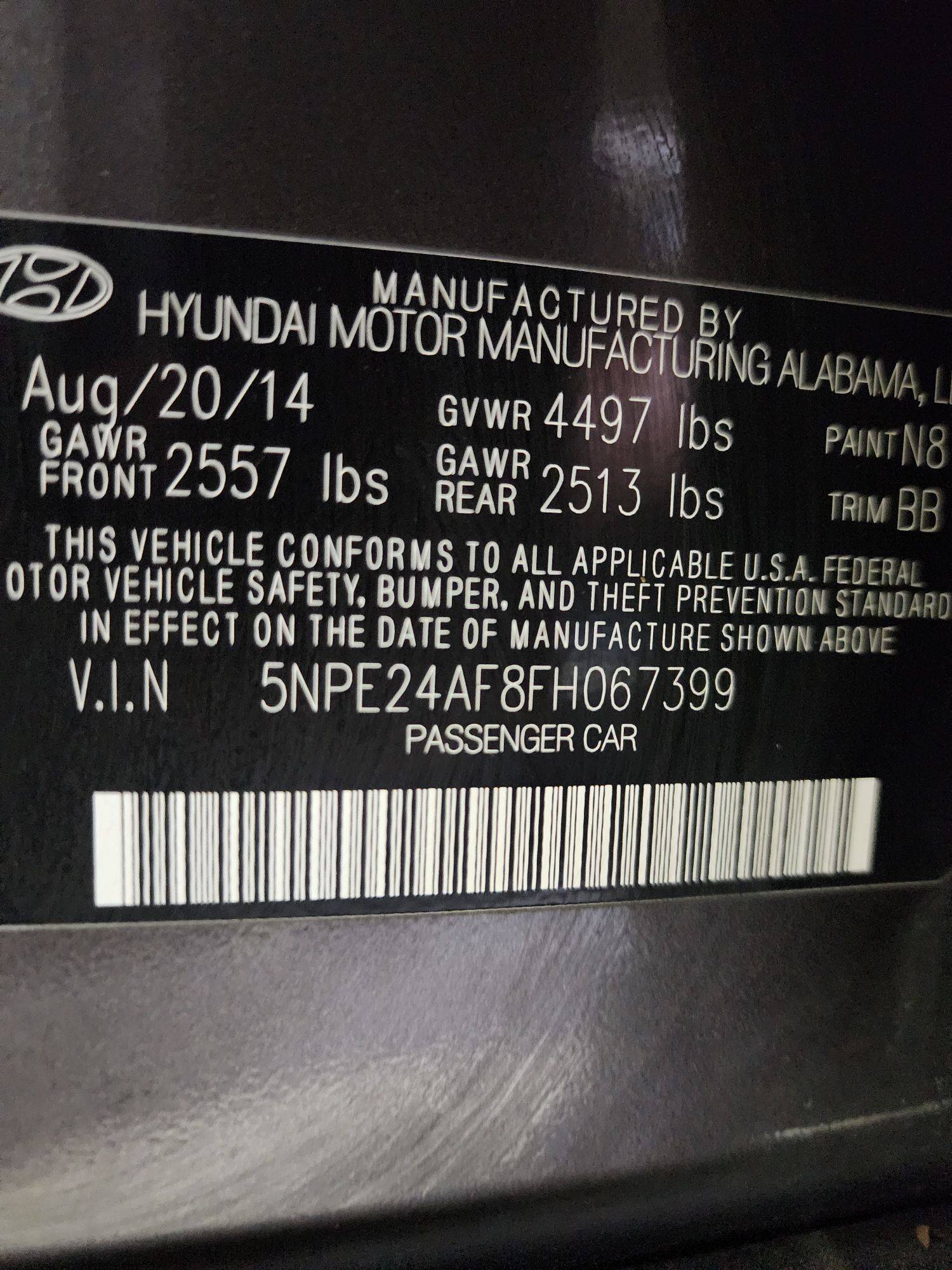 2015 HYUNDAI SONATA — 151330 Miles — Lot 72561024 — Al Quoz - Marhaba Auctions Used Cars - Image 10