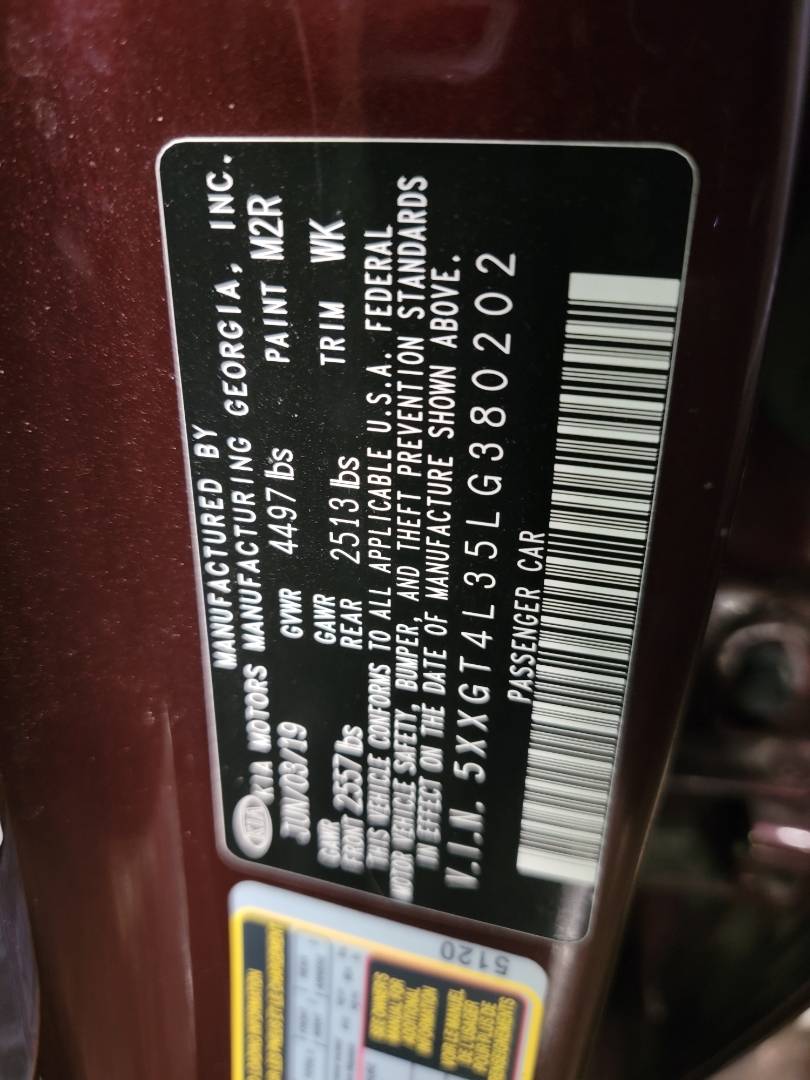 2020 KIA OPTIMA — 85129 Miles — Lot LG380202 — Main - Marhaba Auctions Used Cars - Image 9