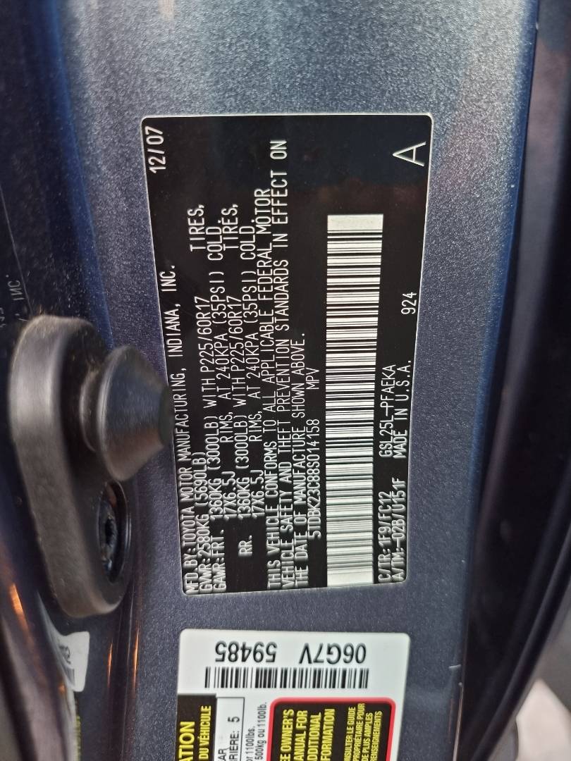 2008 TOYOTA SIENNA — 199311 Miles — Lot 125487 — Ind. 12 - Marhaba Auctions Used Cars - Image 9