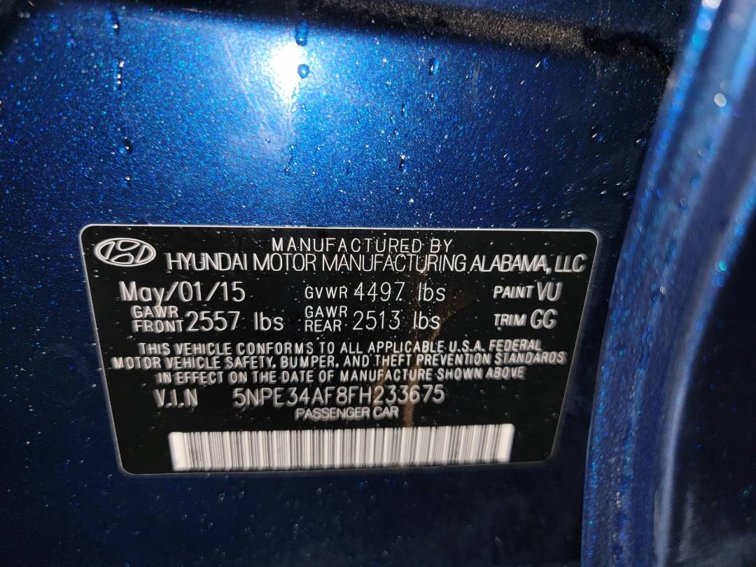 2015 HYUNDAI SONATA — 87511 Miles — Lot H233675 - Marhaba Auctions Used Cars - Image 10