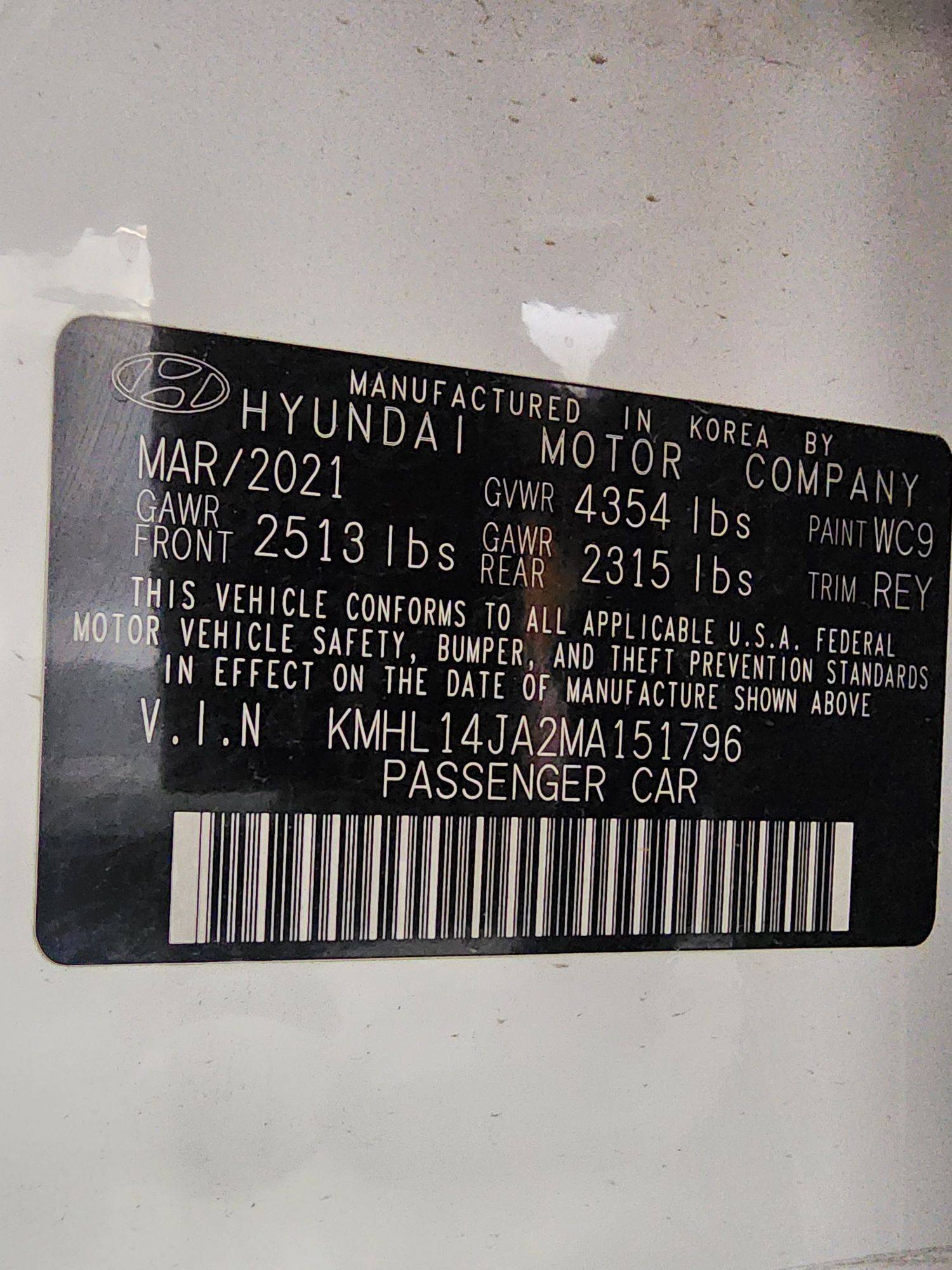 2021 HYUNDAI SONATA — 91271 Miles — Lot MA151796 — Main - Marhaba Auctions Used Cars - Image 12