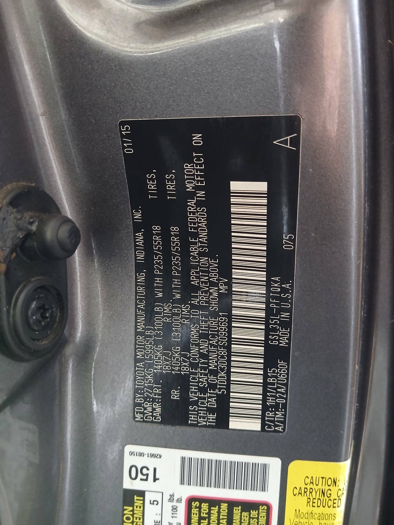2015 TOYOTA SIENNA — 120066 Miles — Lot 099691 — Souq - Marhaba Auctions Used Cars - Image 10