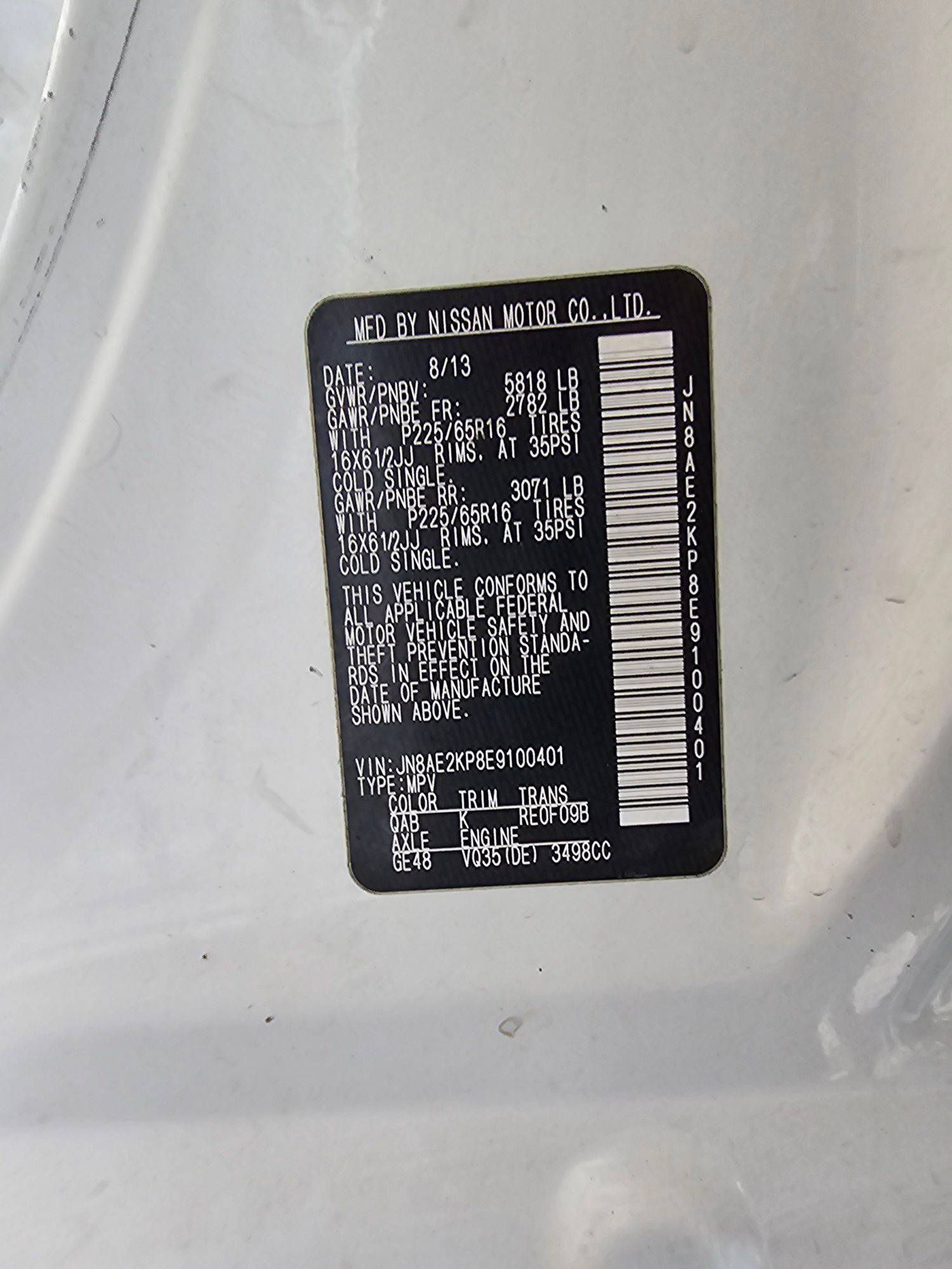 2014 NISSAN QUEST — 193184 Miles — Lot 8E9100401 — Souq - Marhaba Auctions Used Cars - Image 9