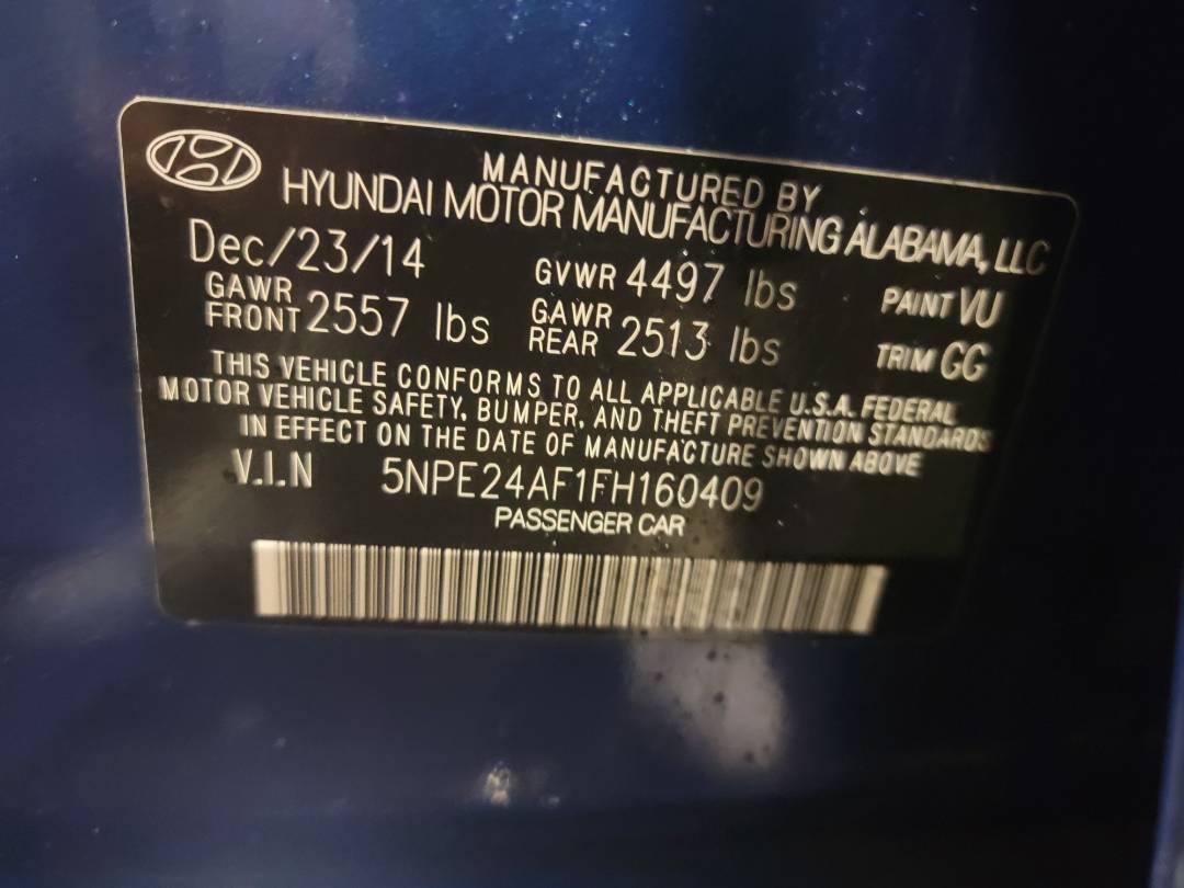2015 HYUNDAI SONATA — 125373 Miles — Lot 160409 - Marhaba Auctions Used Cars - Image 8