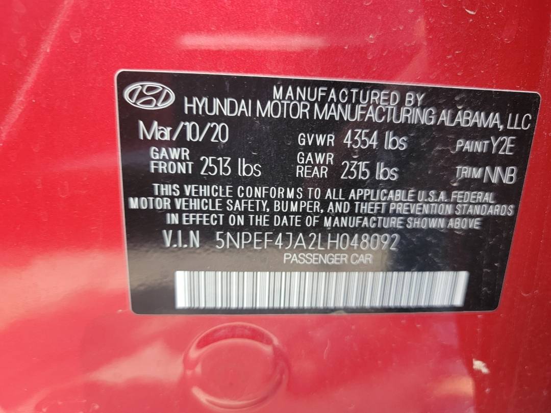 2020 HYUNDAI SONATA — 16985 Miles — Lot 37227644 — Souq - Marhaba Auctions Used Cars - Image 9