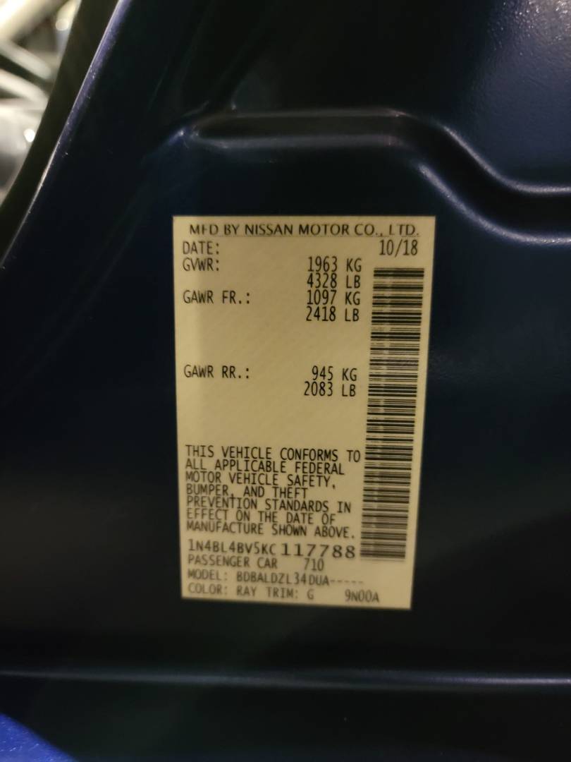 2019 NISSAN ALTIMA — 106595 KM — Lot 117788 — Main - Marhaba Auctions Used Cars - Image 9
