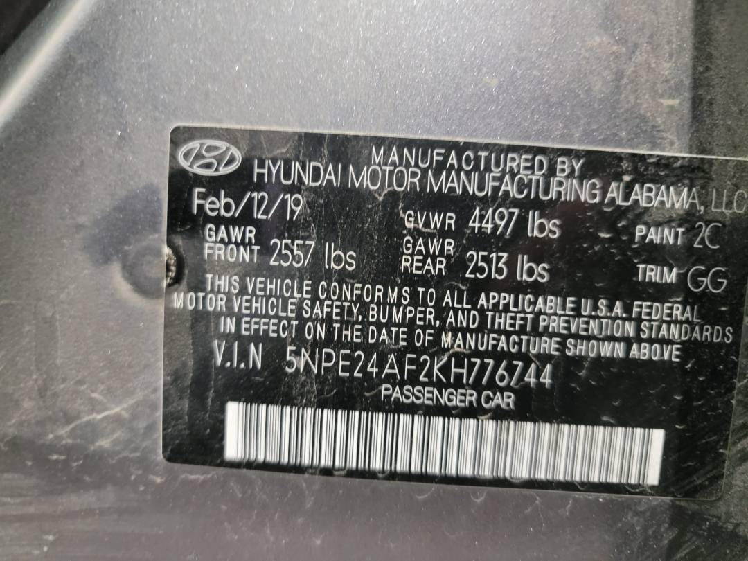 2019 HYUNDAI SONATA — 108589 Miles — Lot H776744 — Main - Marhaba Auctions Used Cars - Image 9