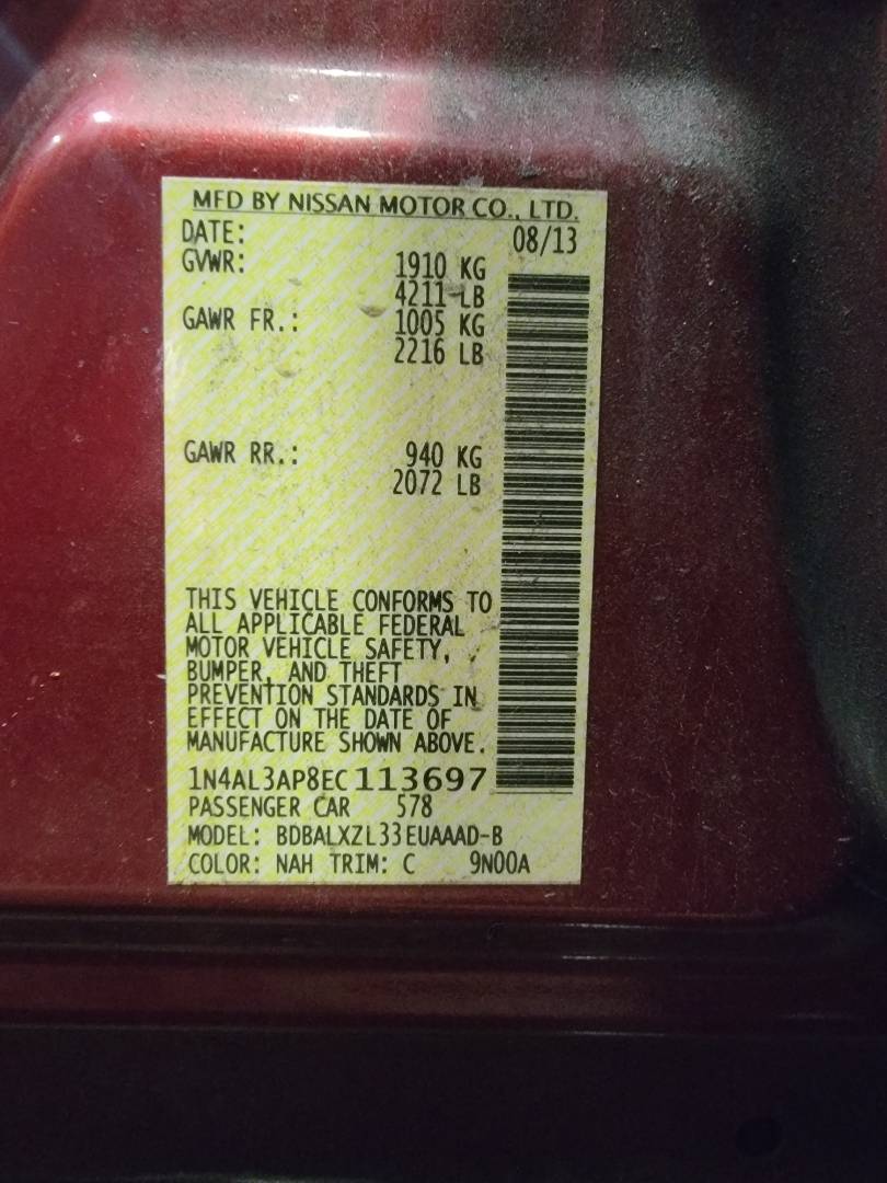 2014 NISSAN ALTIMA — 199943 Miles — Lot C113697 — Main - Marhaba Auctions Used Cars - Image 11