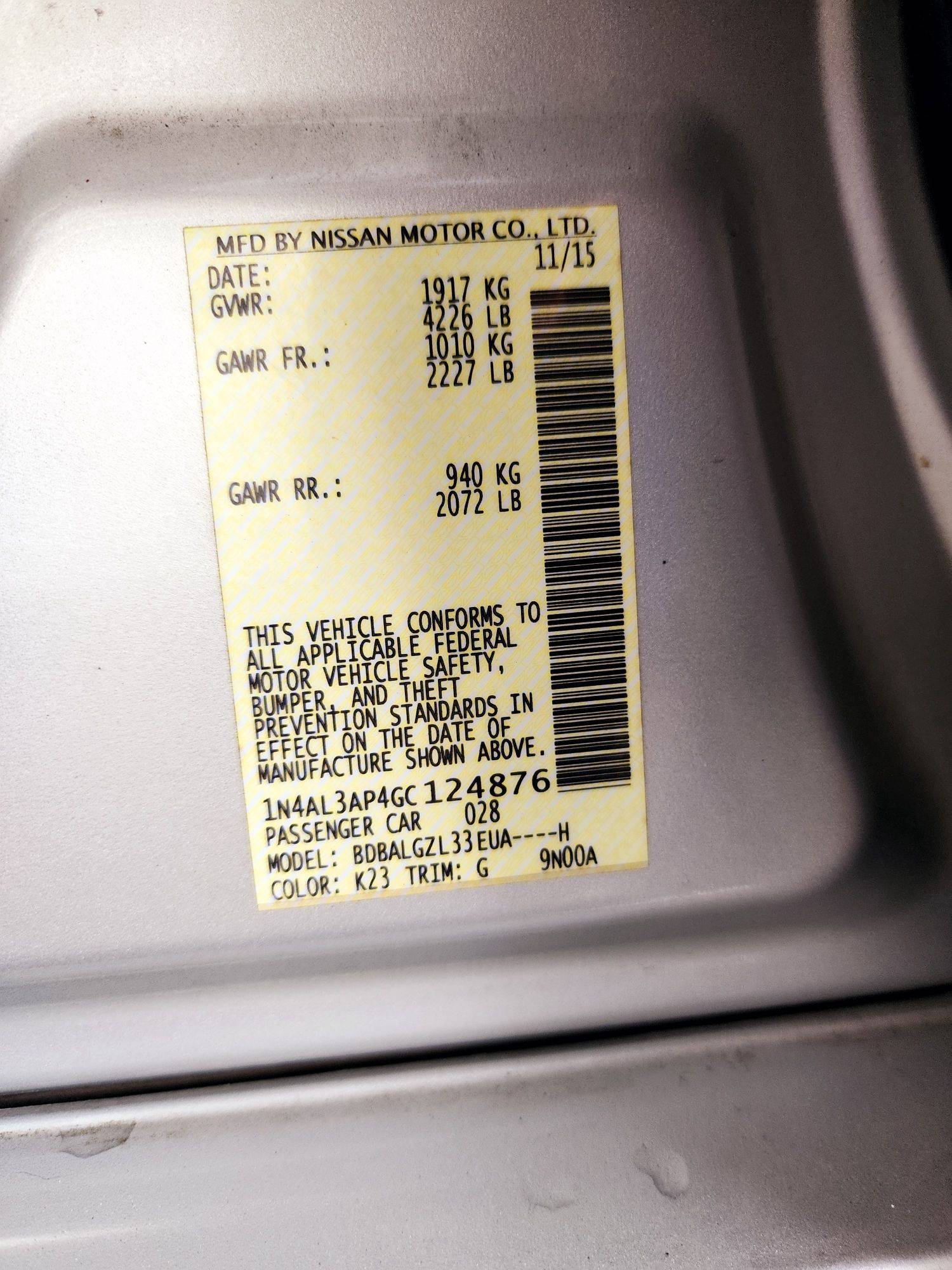 2016 NISSAN ALTIMA — 221465 Miles — Lot 39830201 — Souq - Marhaba Auctions Used Cars - Image 9