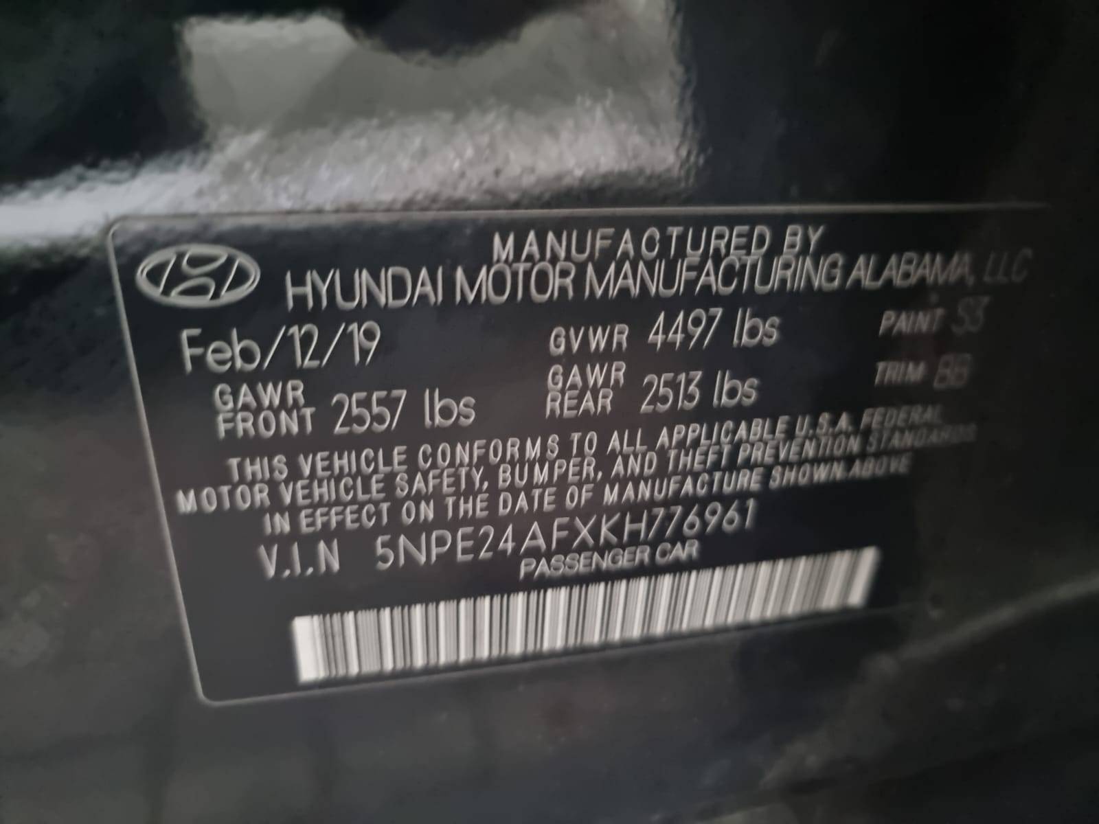 2019 HYUNDAI SONATA — 124844 Miles — Lot H776961 — Main - Marhaba Auctions Used Cars - Image 8