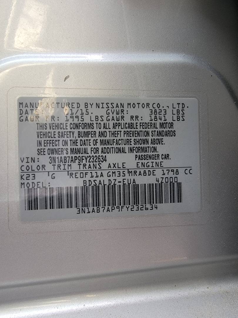 2015 NISSAN SENTRA — 204391 Miles — Lot 232634 — Main - Marhaba Auctions Used Cars - Image 9