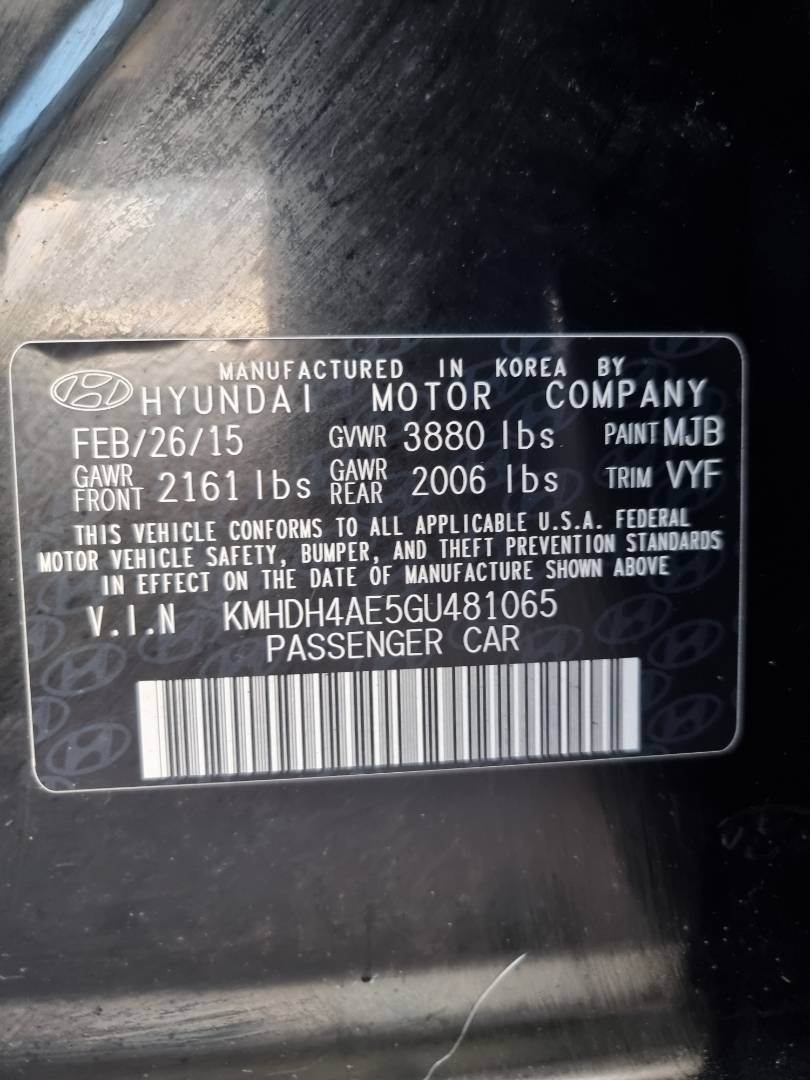 2016 HYUNDAI ELANTRA — 152822 Miles — Lot 125487 — Main - Marhaba Auctions Used Cars - Image 9