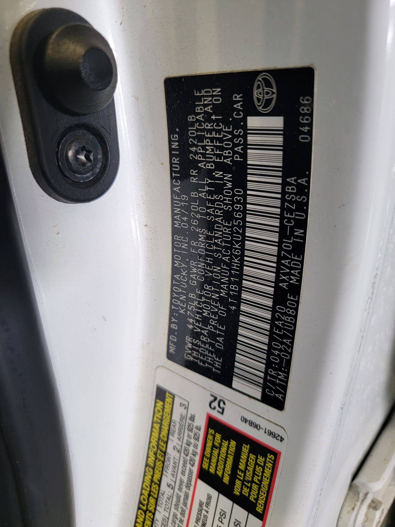 2019 TOYOTA CAMRY — 110192 Miles — Lot KU256930 — Main - Marhaba Auctions Used Cars - Image 9